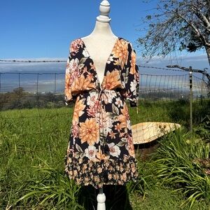 Maaji Glorious Garden Divinity Short Sleeve Kaftan Dress Cover up Resort Large